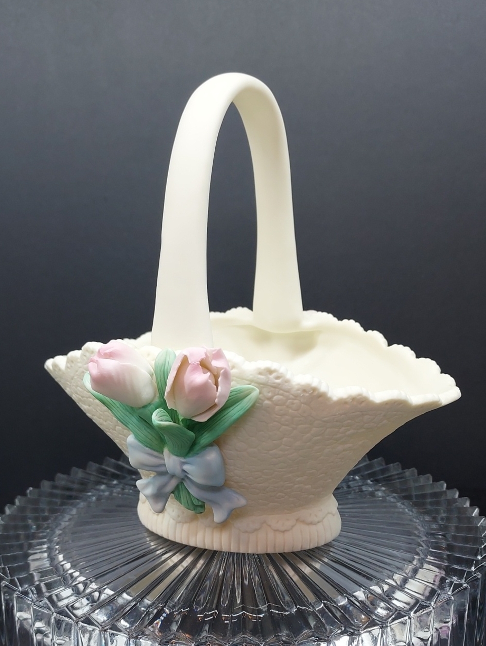 Avon Bisque Porcelain Collectible Basket 1998